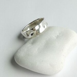 Handmade Hammered sterling silver crinkle band ring size 6 🆕